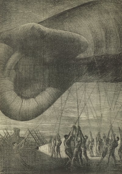 Ein Beobachtungsballon wird nachts heruntergezogen, 1918 von Christopher Richard Wynne Nevinson