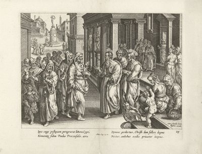 Paulus streitet mit dem Zauberer Elymas von Claes Jansz. Visscher (II) (workshop of)