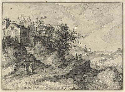 Kapelle an einer kurvigen Landstraße von Claes Jansz. Visscher (II)