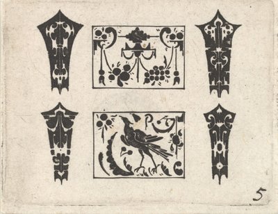 Schwarzarbeit-Druck mit einem symmetrischen Schweifwerk-Muster, ca. 1620 von Claes Jansz Visscher