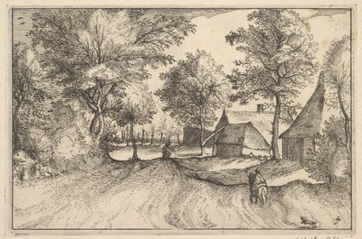 Dorfstraße, Tafel 4 aus Regiunculae et Villae Aliquot Ducatus Brabantiae von Claes Jansz Visscher