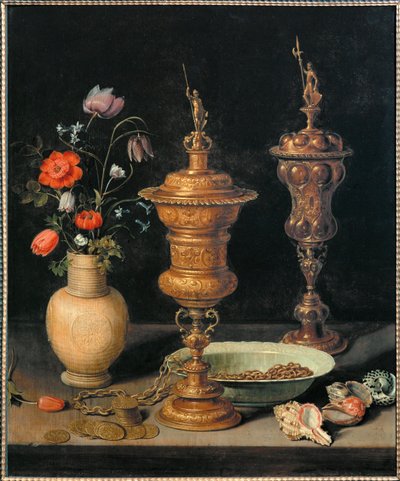 Stillleben mit Kelchen, Blumen und Muscheln von Clara Peeters
