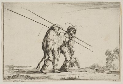 Platte 13: Zwei Pikenier gehen nach rechts, jeder mit seiner Pike in der rechten Hand, 1642 von Claude Goyrand