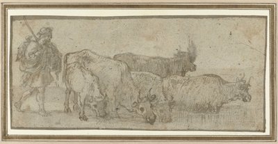 Hirte mit seiner Rinderherde an einem Wasserloch von Claude Lorrain