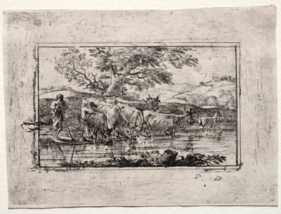Die Herde am Wasserplatz, 1635 von Claude Lorrain