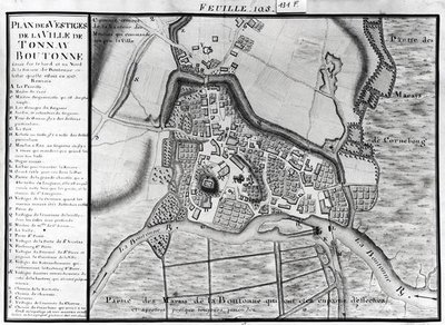 Fol.105 Karte der Stadt Tonnay-Boutonne, aus Recueil des Plans de Saintonge von Claude Masse