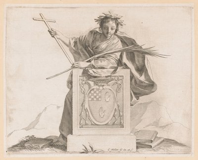 Allegorische Figur mit dem Wappen der Familie Potier von Claude Mellan