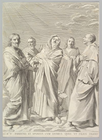 Heilige Anna, Josef, Joachim, Bernhard und Johannes der Evangelist Parenté de la Vierge, 1648 von Claude Mellan