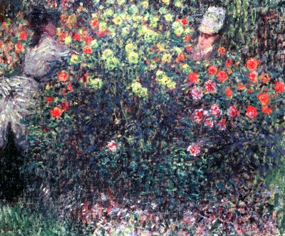 Mädchen in einer Masse von Dahlien, 1875 von Claude Monet