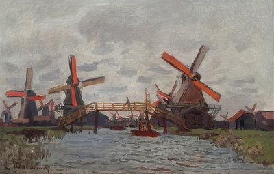 Windmühlen in Westzijderveld in der Nähe von Zaandam von Claude Monet