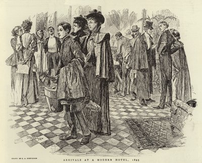 Ankünfte in einem modernen Hotel, 1895 von Claude Shepperson