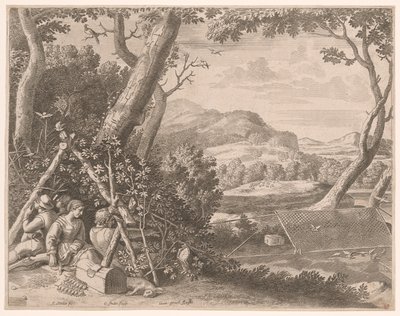 Die Vogelfänger, Platte 7 aus Pastorales von Claudine Bouzonnet Stella
