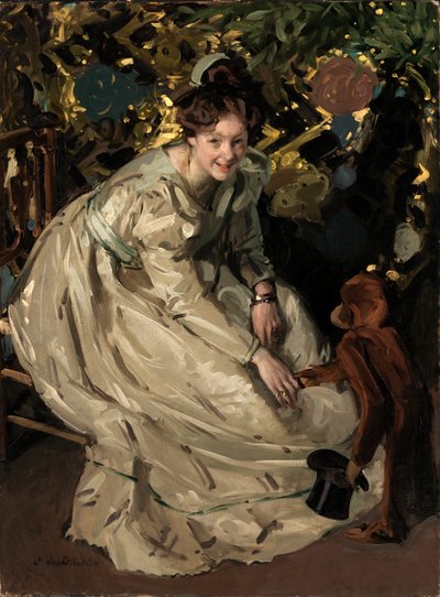 Frau in Laube mit Affe von Claudio Castelucho