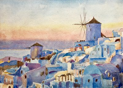Santorini Oia – Sonnenuntergang, Beleuchtungszeit von Clive Wilson
