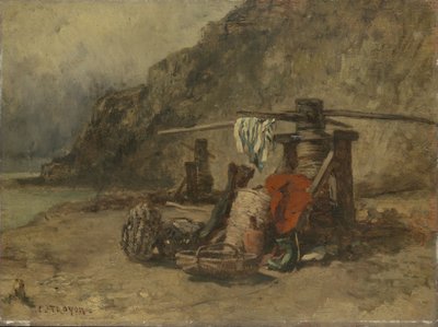 Strandansicht mit Kaapstanders von Constant-Emile Troyon