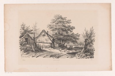 Landweg mit Bauernhof von Constantinus Cornelis Huysmans