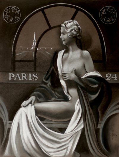 Pariser Frau mit Eiffelturmblick von Corné Akkers