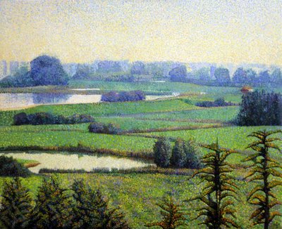 Ruhige Pointillistische Landschaft von Corné Akkers