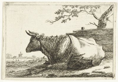 Landschaft mit liegender Kuh mit Decke auf dem Rücken von Cornelis  Bisschop
