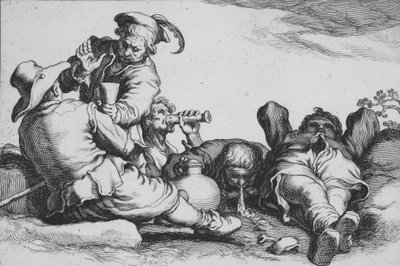 Bauern beim Trinken, aus der Serie Sechzehn Bauernmotive, 17. Jahrhundert von Cornelis Bloemaert