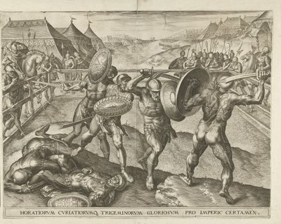 Kampf zwischen den Horatiern und den Curatiern von Cornelis Cort