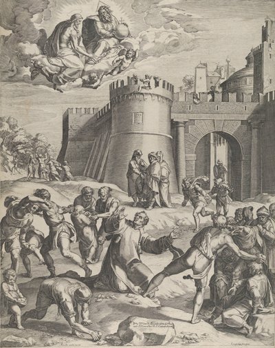 Das Martyrium des Heiligen Stephanus, 1576 von Cornelis Cort