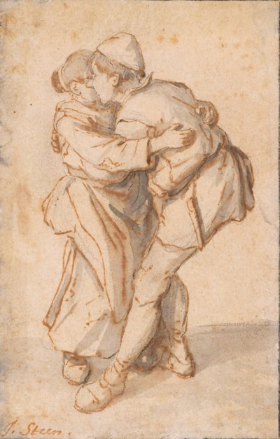 Ein tanzendes Bauernpaar von Cornelis Dusart