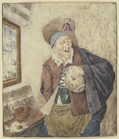 Zerlumpter Bauer am Fenster, den Krug in der Hand von Cornelis Dusart