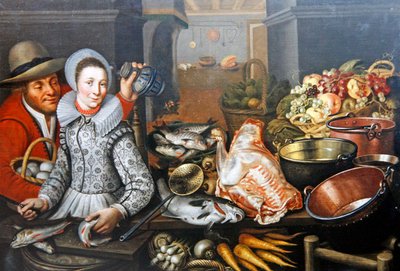 Küchenstillleben mit zwei Figuren von Cornelis Jacobsz Delff