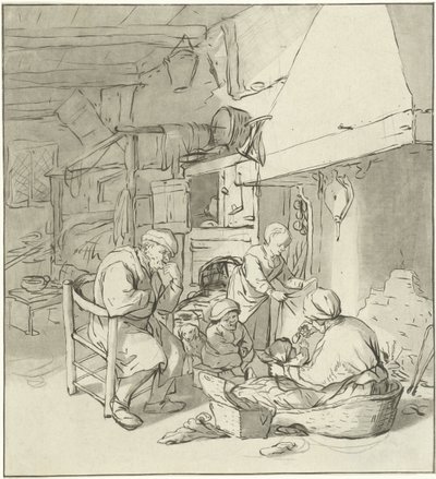 Bauernfamilie am Kamin von Cornelis Ploos van Amstel