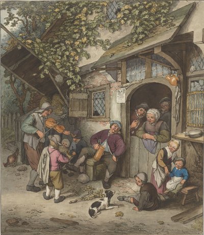 Geigenspieler vor einem Gasthaus von Cornelis Ploos van Amstel