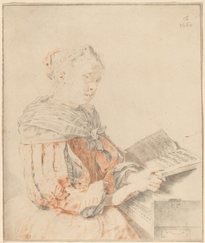 Junges Mädchen am Keyboard von Cornelis Ploos van Amstel
