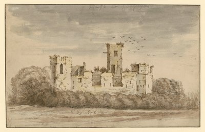 Burgruine, von dichtem Gebüsch umwachsen von Cornelis Saftleven