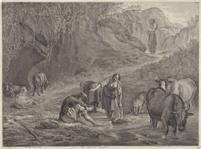 Wäscherinnen und ein Hirte am Wasser von Cornelis Visscher (II)