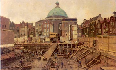 Baugrube am Hekelveld mit der Runden Lutherischen Kirche von Cornelis Vreedenburgh