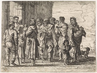 Bettler vor einem Kloster (Serientitel: Genrebilder) von Cornelis de Wael