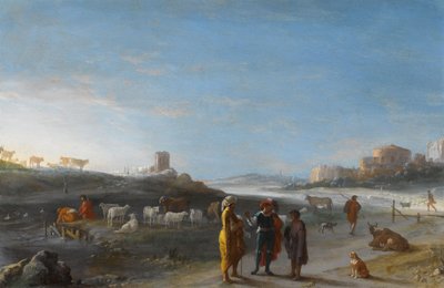 Eine italienische Landschaft mit einem nicht identifizierten Thema aus dem Alten Testament von Cornelis van Poelenburch