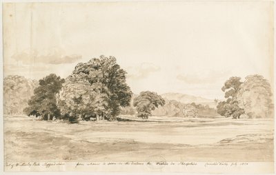 Wrottesley Park: Sepia-Zeichnung, Juli 1820 von Cornelius Varley