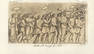 Römische Soldaten marschieren mit Kriegsbeute auf dem Titusbogen von Corsi Corsi