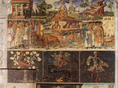 Triumph von Jupiter und Kybele und Zeichen des Löwen, Szenen aus dem Monat Juli von Cosimo Tura