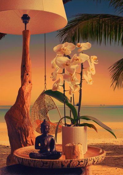 Orchideen-Buddha-Strand-Sonnenuntergang von CosmoZach