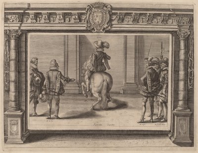 Ludwig XIII. zu Pferd, erhält Unterricht von Crispijn de Passe II