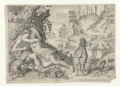 Polyphemus ertappt Acis und Galatea von Crispijn van de Passe (II)