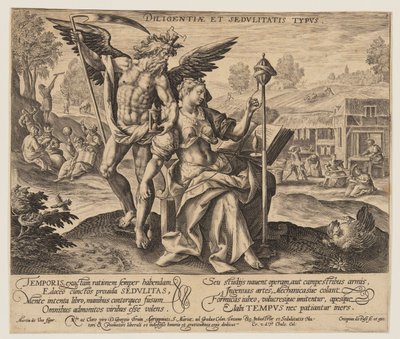 Diligentiae et Sedulitatis Typus, aus Zeit mit Tugenden und Lastern von Crispijn van de Passe I