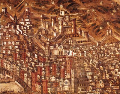 Ansicht von Genua und seiner Burg (Detail) von Cristoforo de Grassi