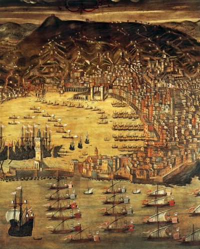 Ansicht von Genua und seinem Hafen von Cristoforo de Grassi