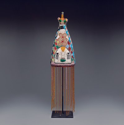 Königskrone (ade), spätes 19. bis frühes 20. Jahrhundert (Glasperlen, Stoff, Korbflechterei und Faser) von Yoruba Culture