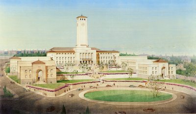Vorgeschlagener Plan für das Newport Civic Centre von Cyril and Howitt Cecil (fl.1920) Farey