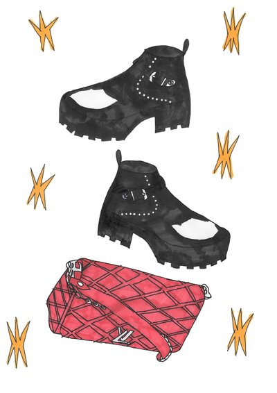 Rote Tasche & Stiefel von Daisy de Villeneuve