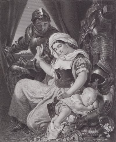 Die Wiege des Kriegers (Gravur) von Daniel (after) Maclise